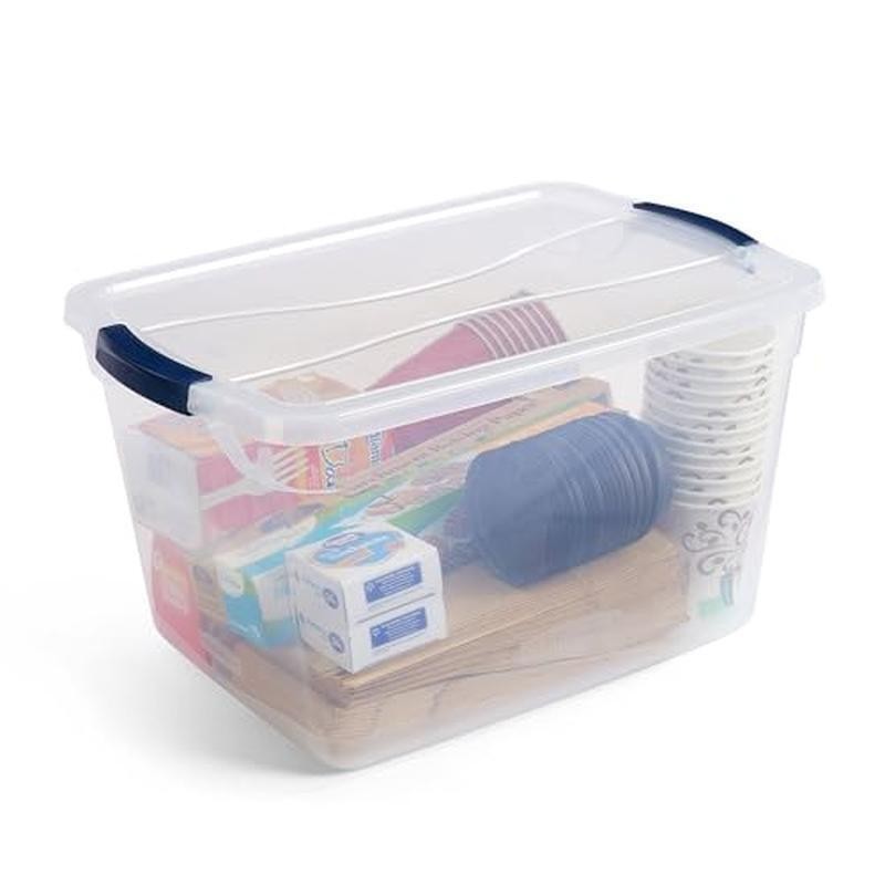 30QT Clear Plastic Stackable Storage Box Containers W/ Latching Lids Set of 6