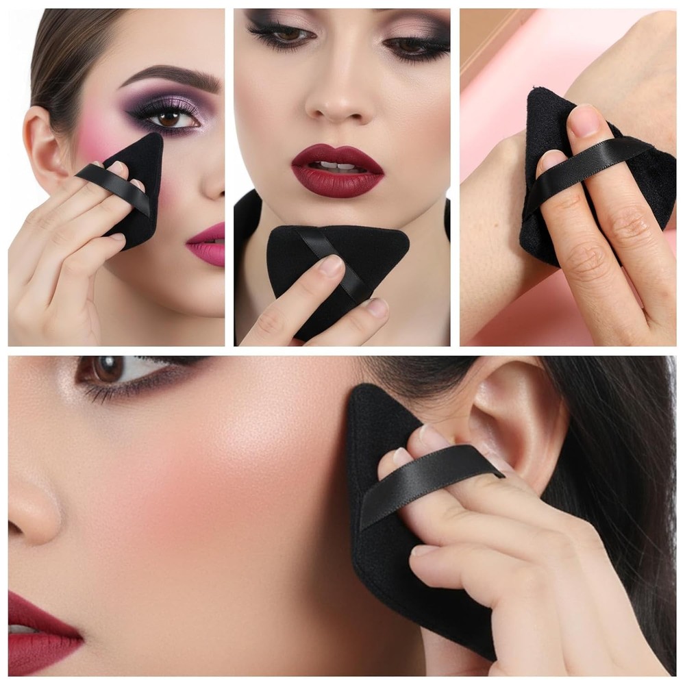 32 Pcs Triangle Powder Puffs Soft Velour Makeup Sponge for Setting Foundation