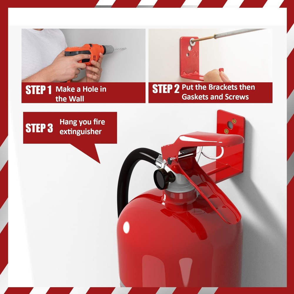 4 Pack Fire Extinguisher Mounts & Brackets, Fire Extinguisher Wall Hook Holde...