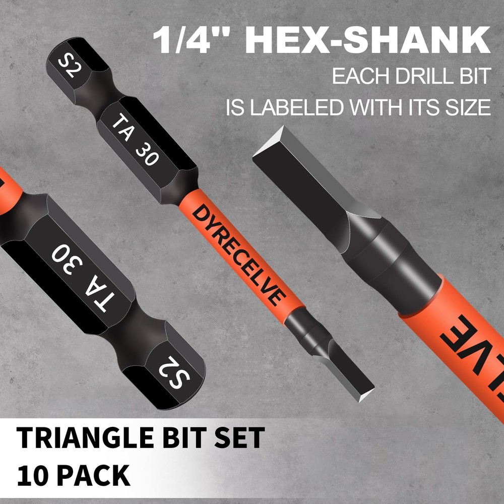 10-Pack Triangle Screwdriver Set - Premium S2 Steel Triangle Bit Set