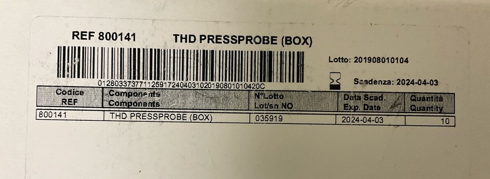 8 THD SpA PressureProbes Ref 800141