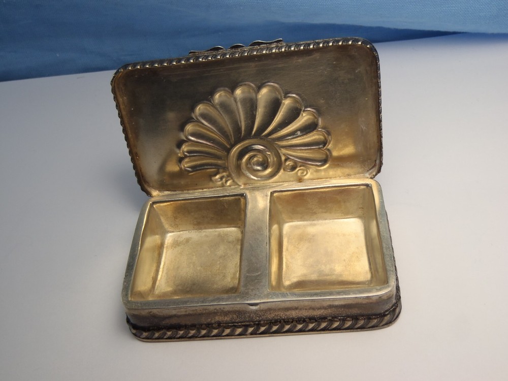 Antique 1892 Howard Co Sterling Silver 2 Compartment Stamp Box