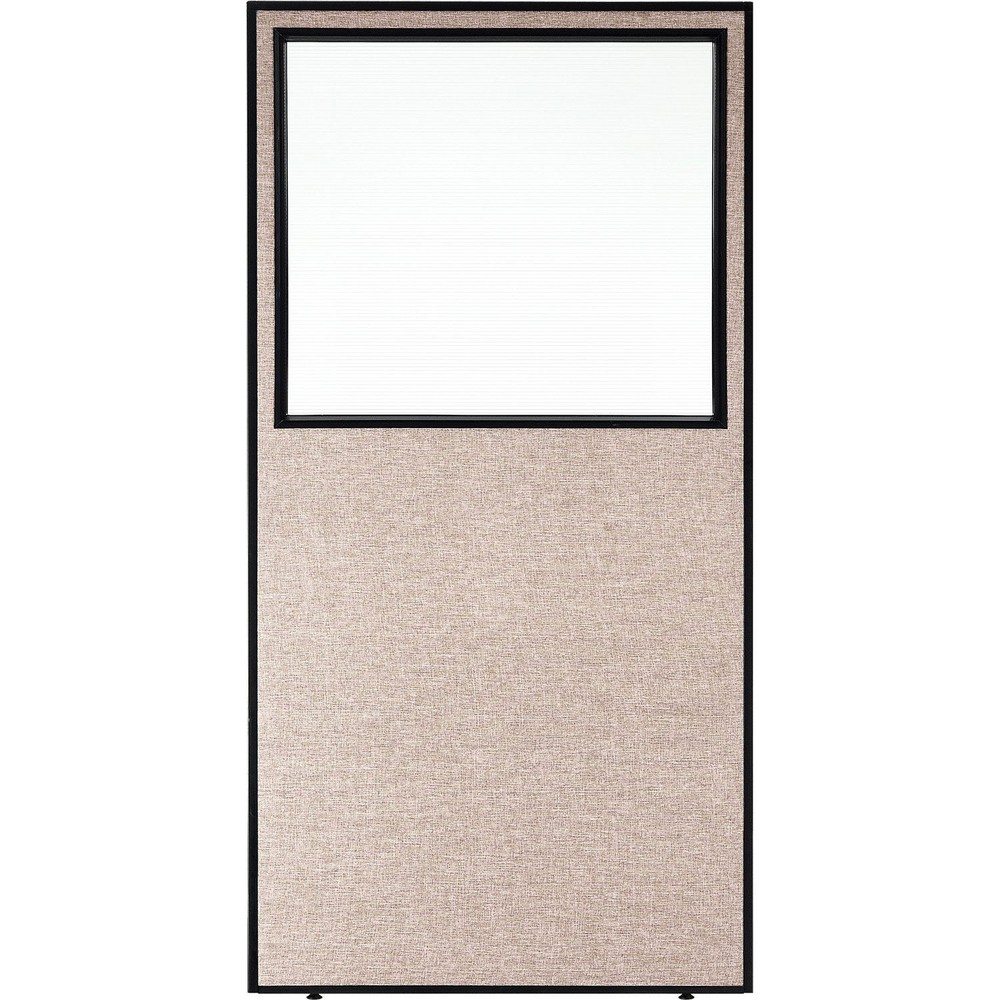 Office Partition Panel With Partial Window 36-1/4"W x 72"H Tan