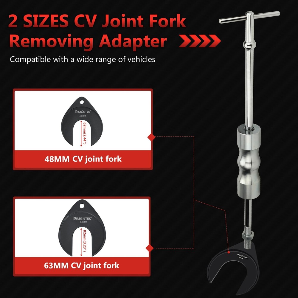 Inner CV Axle Puller Removal Tool with Slide Hammer & 48mm 63mm CV Joint Fork...