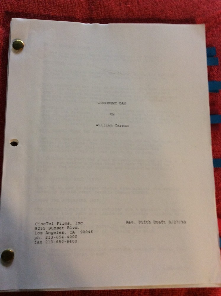 ORIGINAL SCRIPT JUDGEMENT DAY ICE-T COOLIO MARIO VAN PEEBLES WILLIAM CARSON
