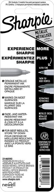 2 PACK Sharpie Fine Point Metallic Silver Permanent Markers 2Ct (4 Total)!!!