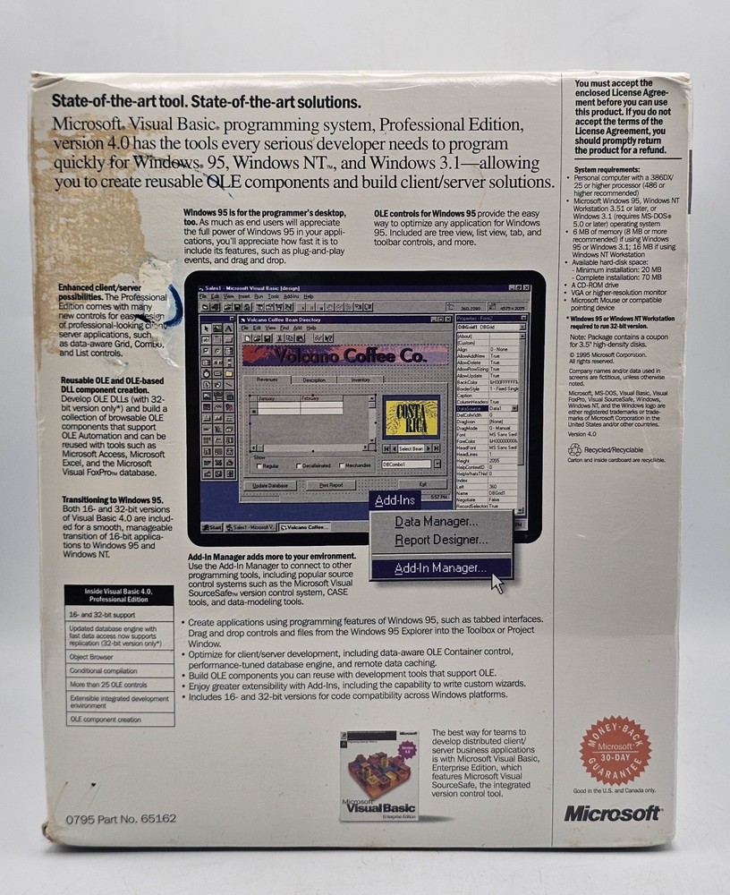 Microsoft Visual Basic 4.0 VB 4 Professional PRO Edition Windows 95+ PC SEALED