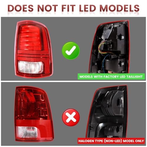 LED Tail Lights Assembly Compatible with 2013-2018 2013-2018 LED Black Border
