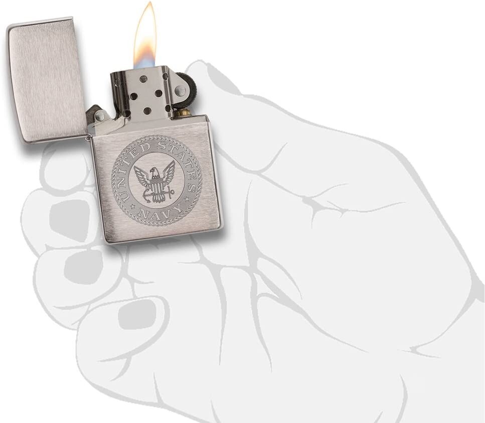 Zippo Navy Brushed Chrome 29385