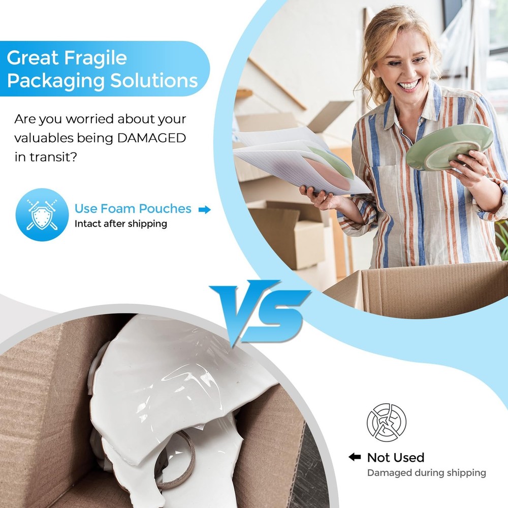 Moving Supplies 100 PCS Foam Pouches Sheets for Packing Storage Ship