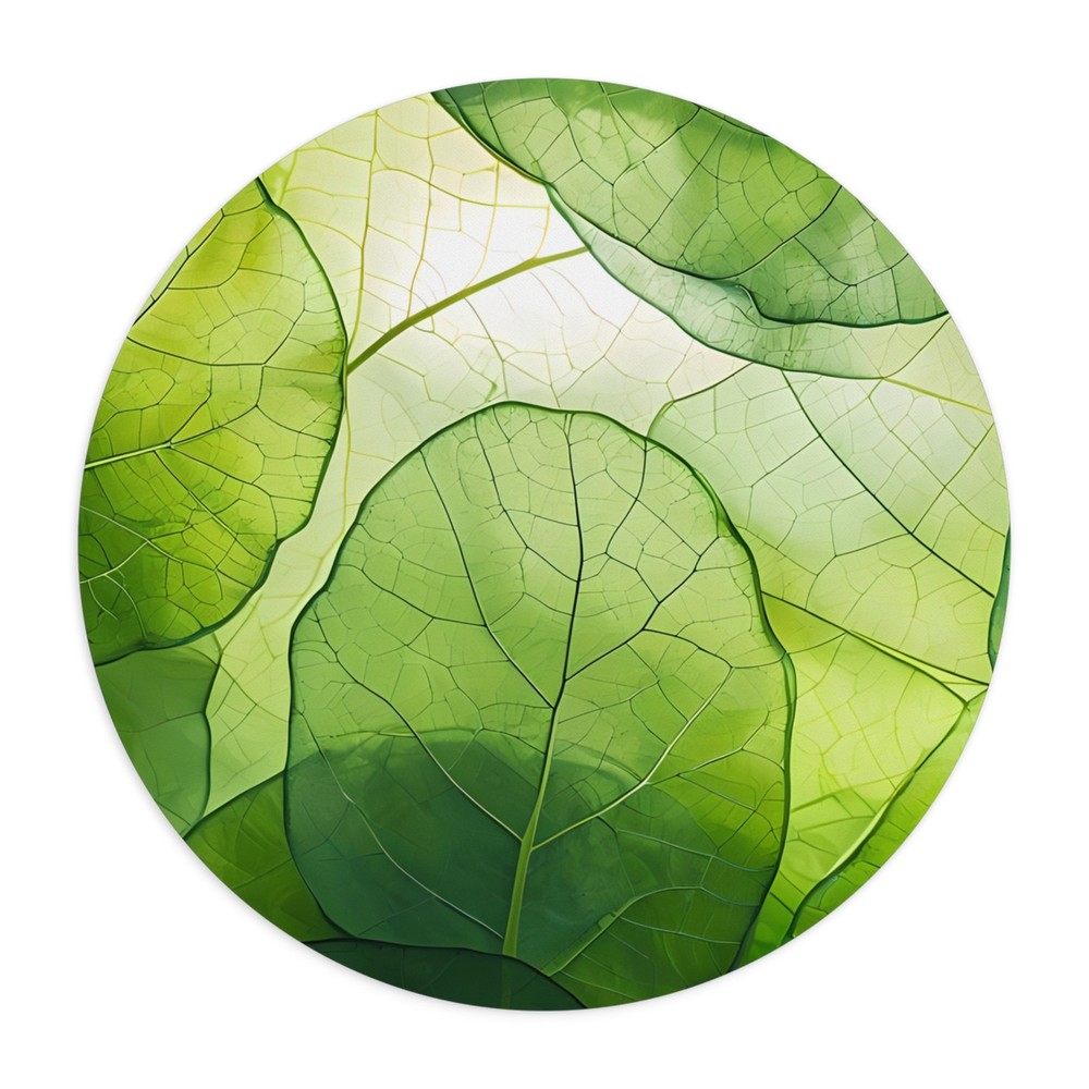 Green Leaf Pattern Mouse Pad | Botanical Desk Accessory