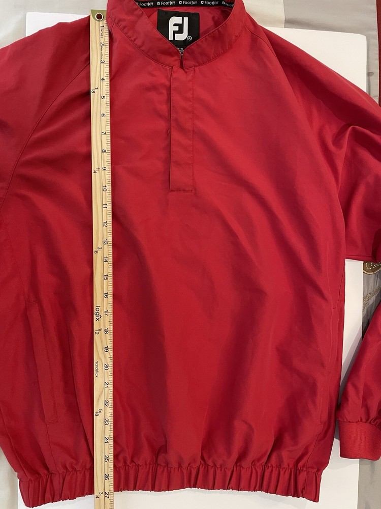 FootJoy Golf Windbreaker Medium Red Mock Neck Snap Button Quarter Zip Pullover