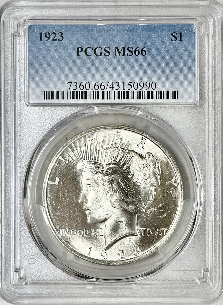 1923 PEACE SILVER DOLLAR PCGS MS66