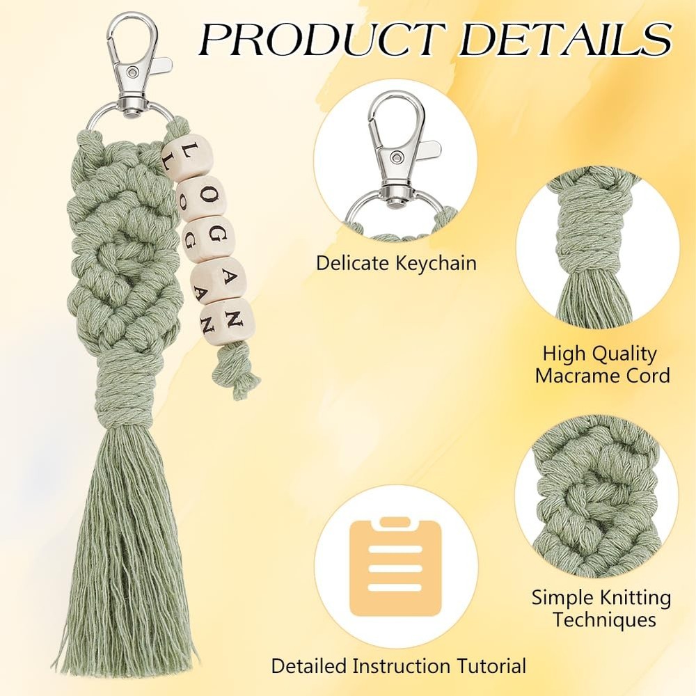 DIY Macrame Cletter Keychains 6 Set Handmade Macrame Keychains for Beginners ...