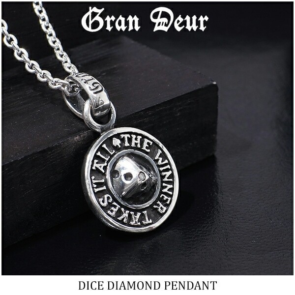 GRAN DEUR Diamond Dice Silver 925 Pendant Top (No Chain)