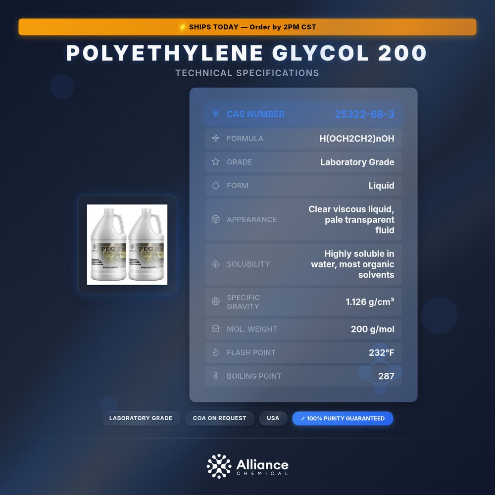 Polyethylene Glycol 200 (PEG) - 2 Gallons