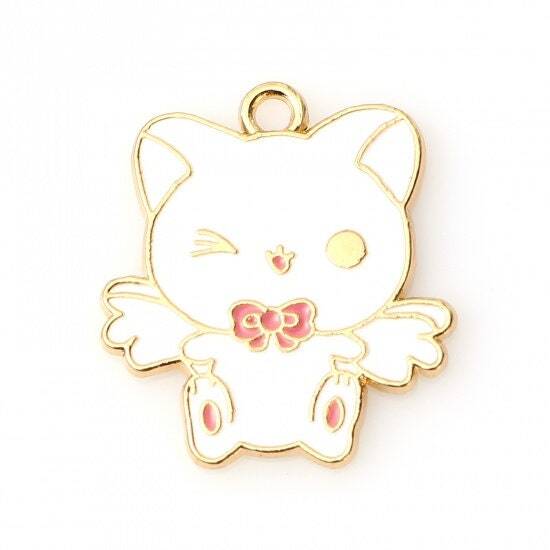 26MM Flying Cat Themed Enamel Charm