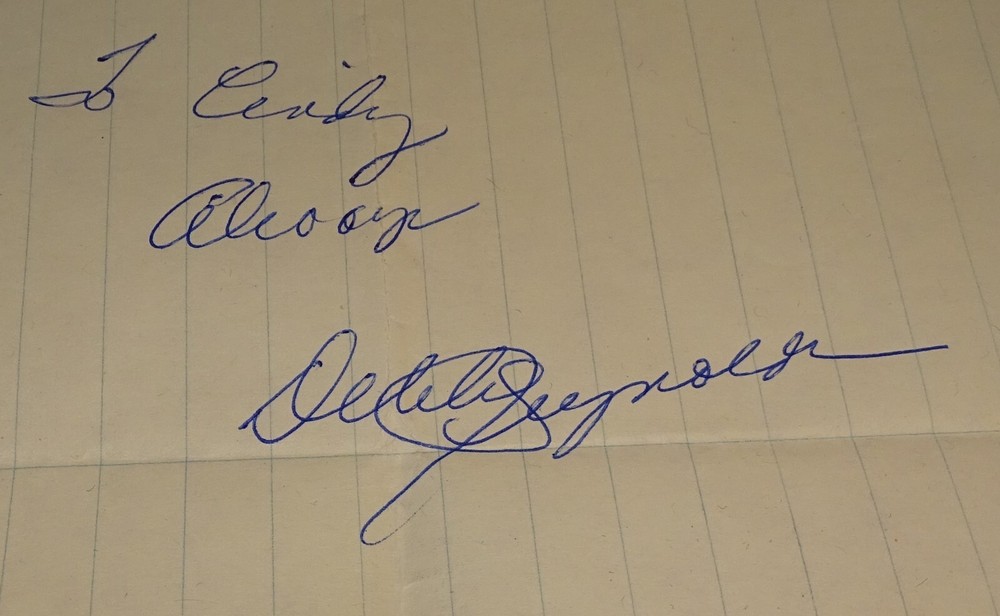 Debbie Reynolds personalized autograph on scrap paper