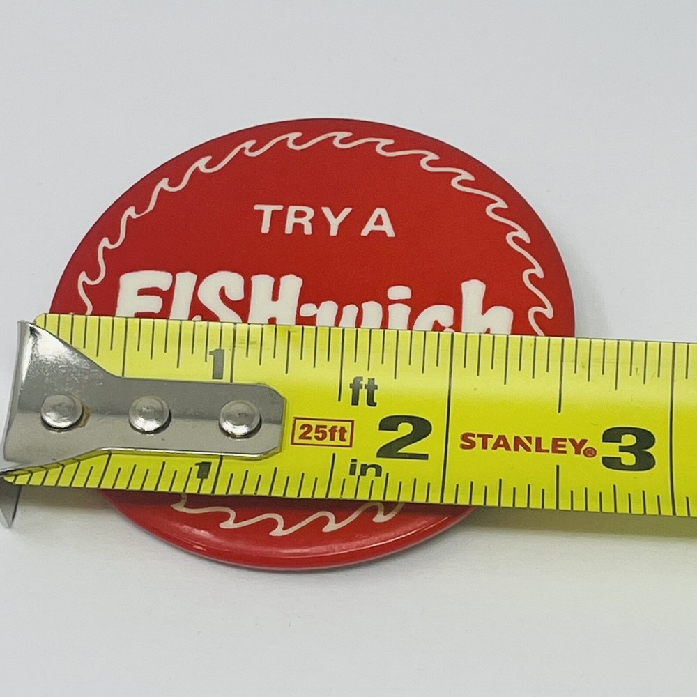 Try A Fishwich Button Pin Back Pinback Vintage