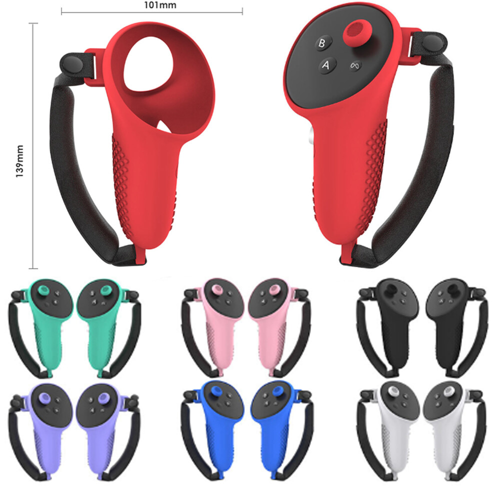 For Quest 3 VR Controller Handle Grip Silicone Protective Cover Sleeve w/ Strap