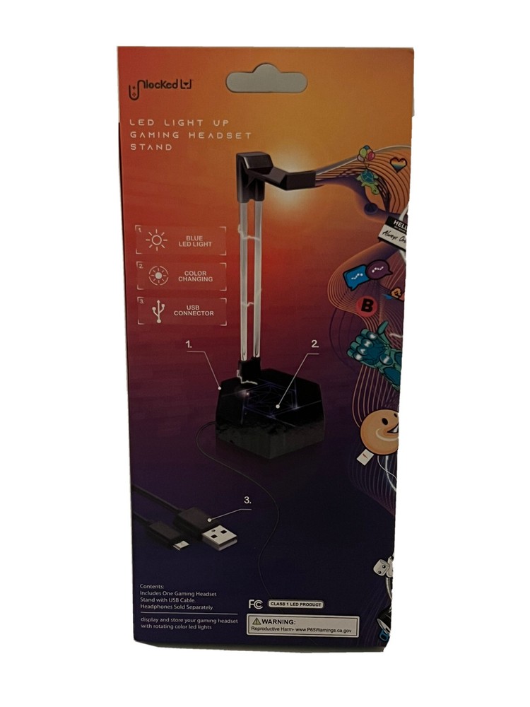LED Light Up Gaming Headset Stand Blue Light USB Connector