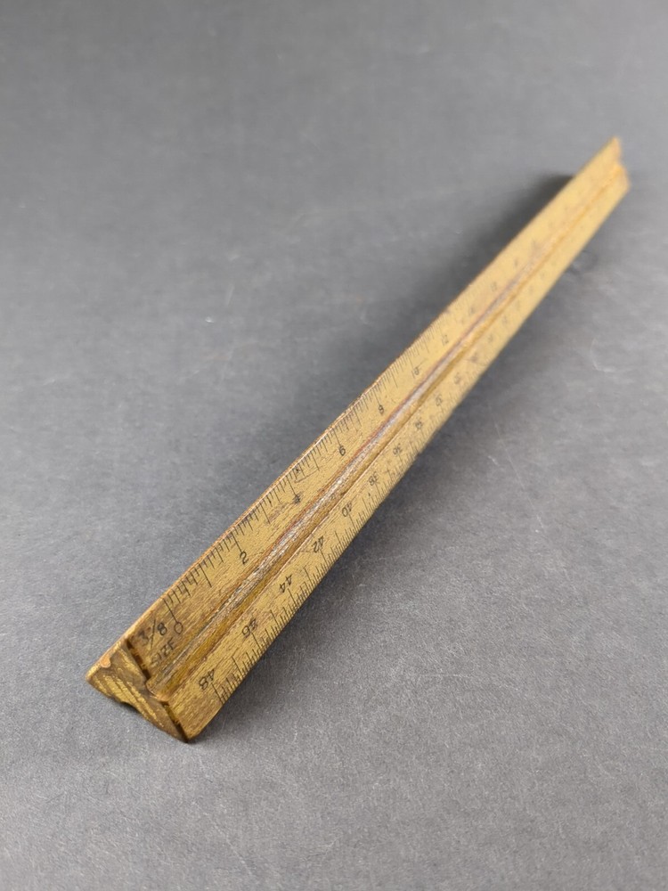 Dietzgen Wooden 3-Sided Triangular Scale Drafting Ruler USA VTG
