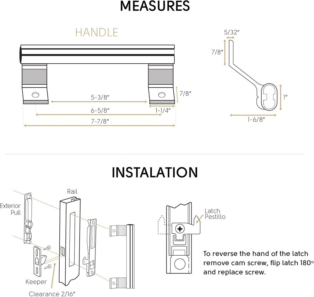 Sliding Door Pull - New Update Sliding Glass Door Pull Handle 6-5/8 In. Mounting