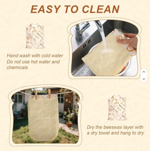 Original Beeswax Lined Bread Bag for Homemade Bread, Reusable Linen Bread