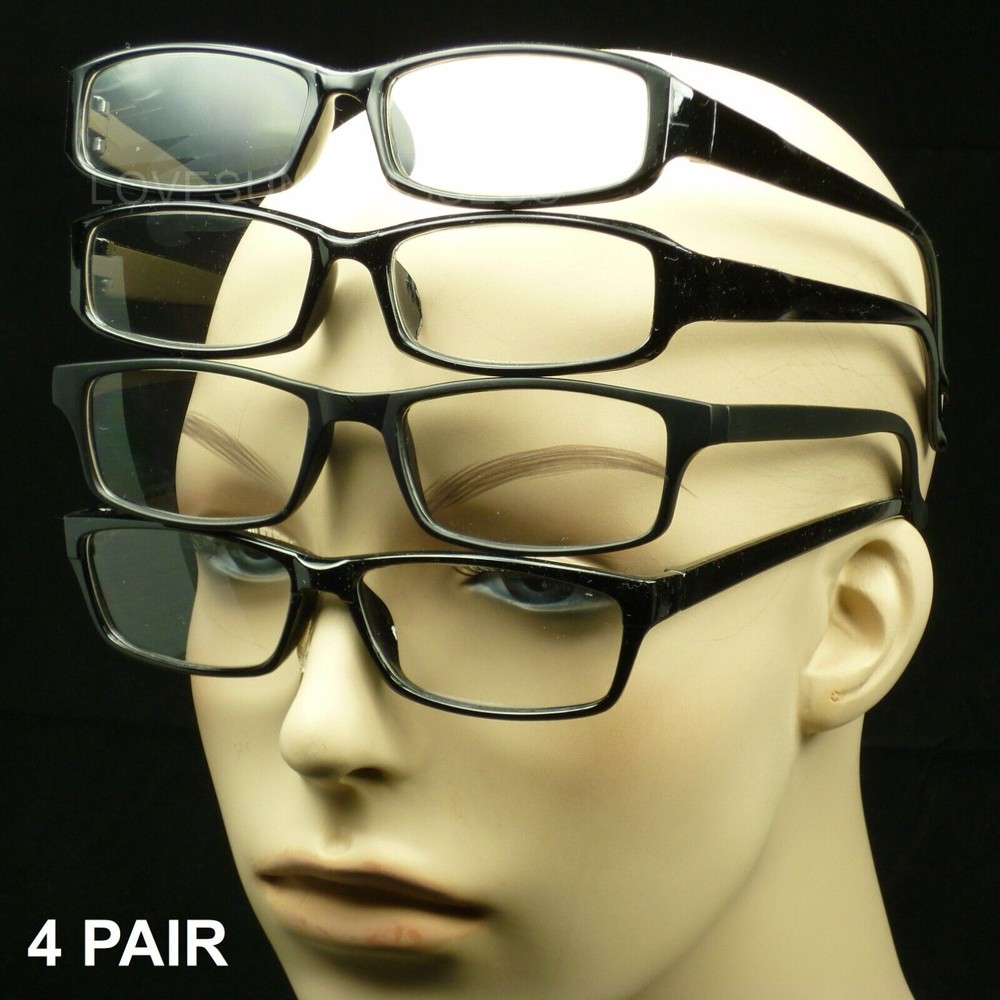 4 Pack Mens All Frame Blue Light Blocking Reading Glasses Spring Hinge Readers