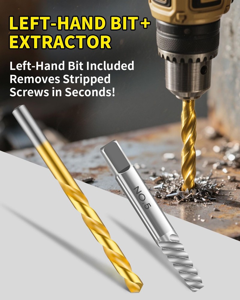 LINGIGAOUT 16PCS Screw Extractor Set with Left Handed Drill Bits Easy Black