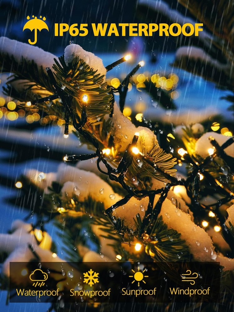 2 Pack 200 LED Solar String Lights for Outside, Solar Christmas Lights Outdoo...