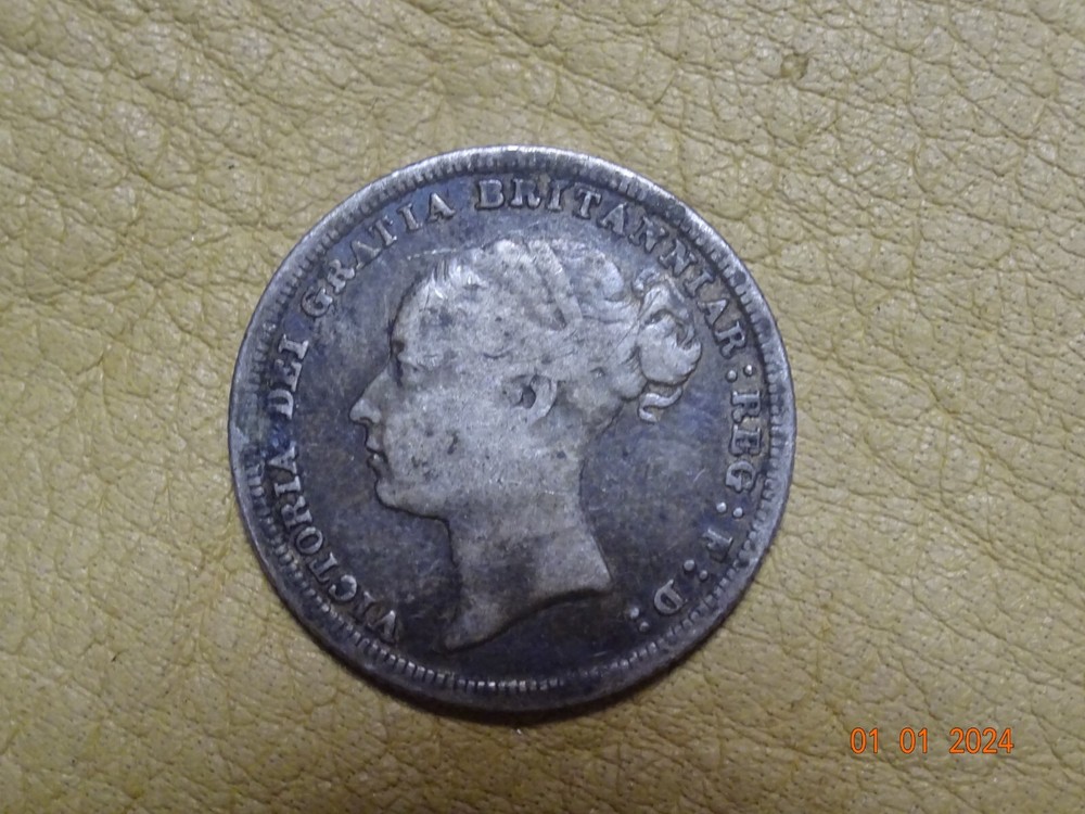 1885 Great Britain 6 Pence Silver Coin