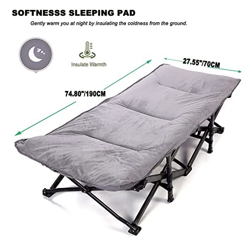 Thick Camping Sleeping Pad, Soft Comfortable Microfiber Camping Cot Pads Grey