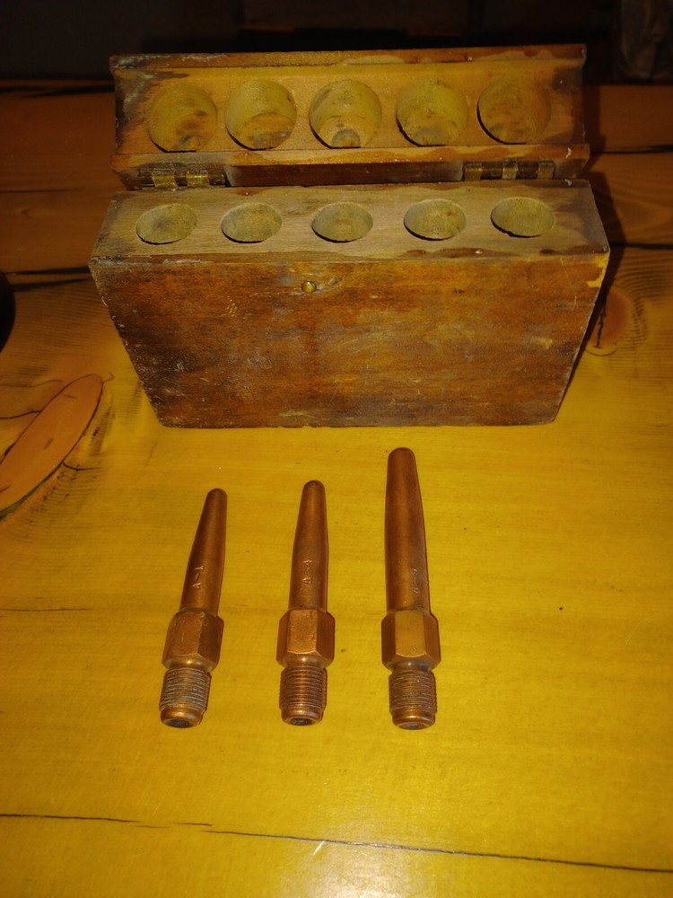 Vintage Torch Tips In Wooden Case