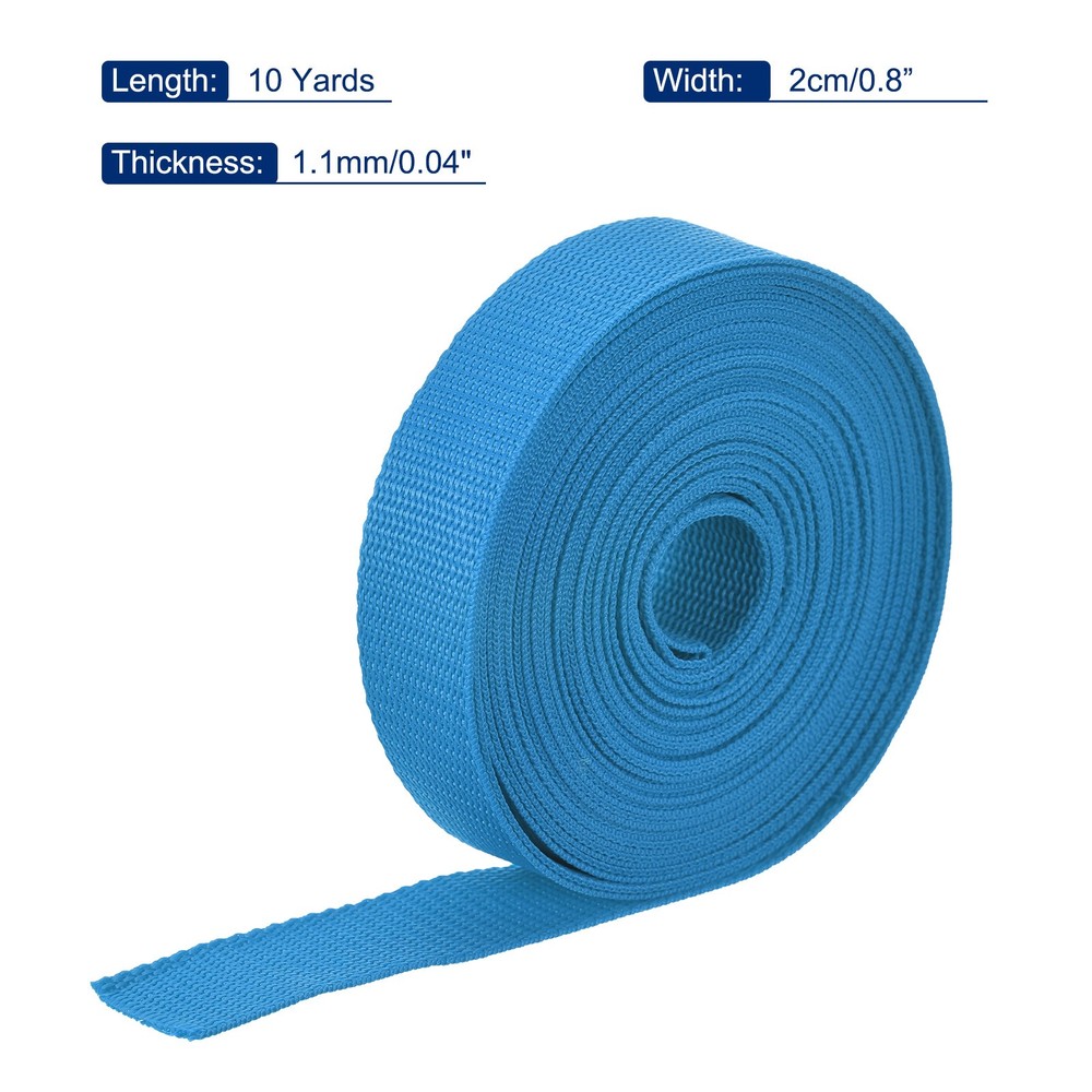 Lightweight Polypropylene Webbing Strap 0.8" 10 Yard Backpack Aquamarine Blue