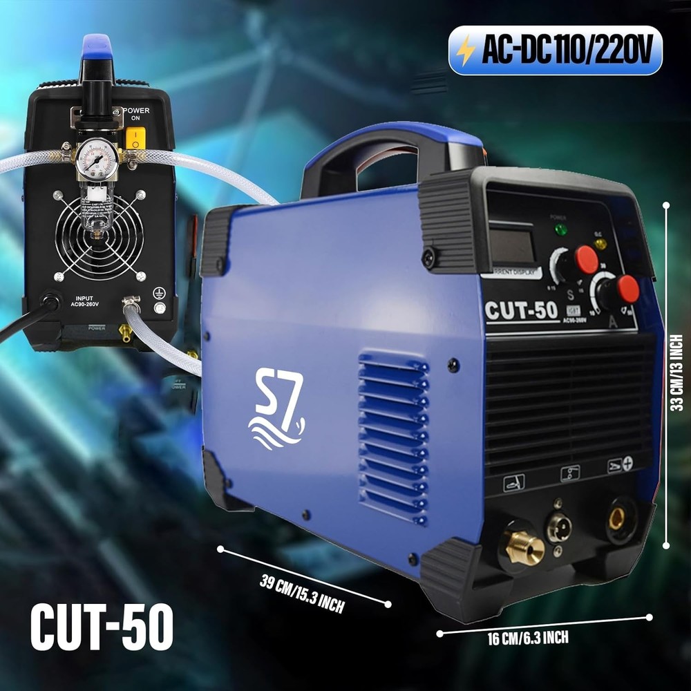 Upgraded 55A Plasma Cutter with Air Compressor Compatibility=