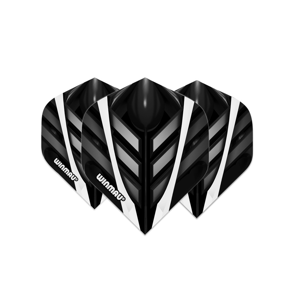 Winmau Mega Standard 75 Micron Flight - Black, White & Grey
