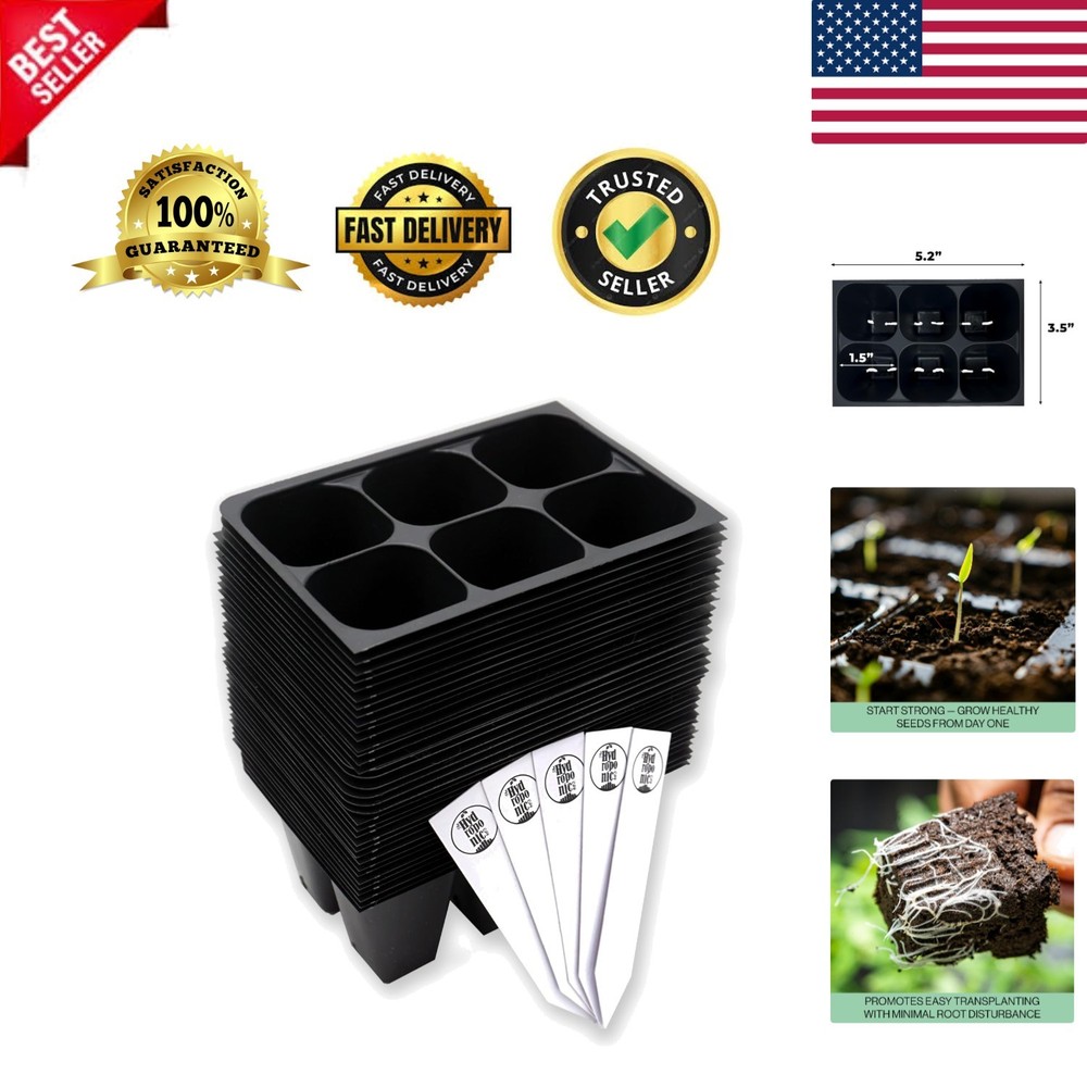 Durable 36-Cell Seedling Starter Trays with Efficient Drainage & Plant Stakes