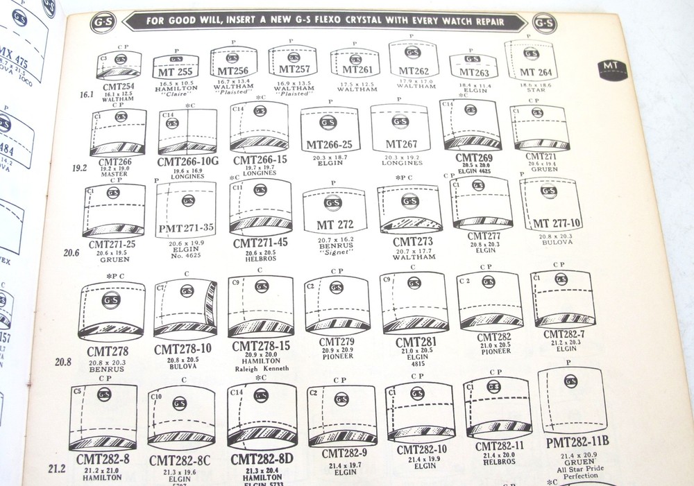 G-S FLEXO WATCH CRYSTALS Catalog No. 55