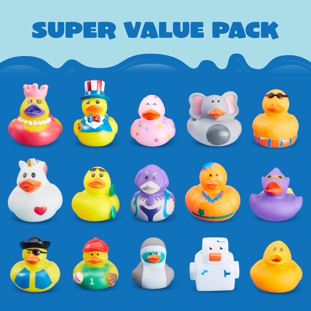 JOYIN 30 Pcs Rubber Ducks, Random Assortment Ducks Bulk with Mesh Carry Small