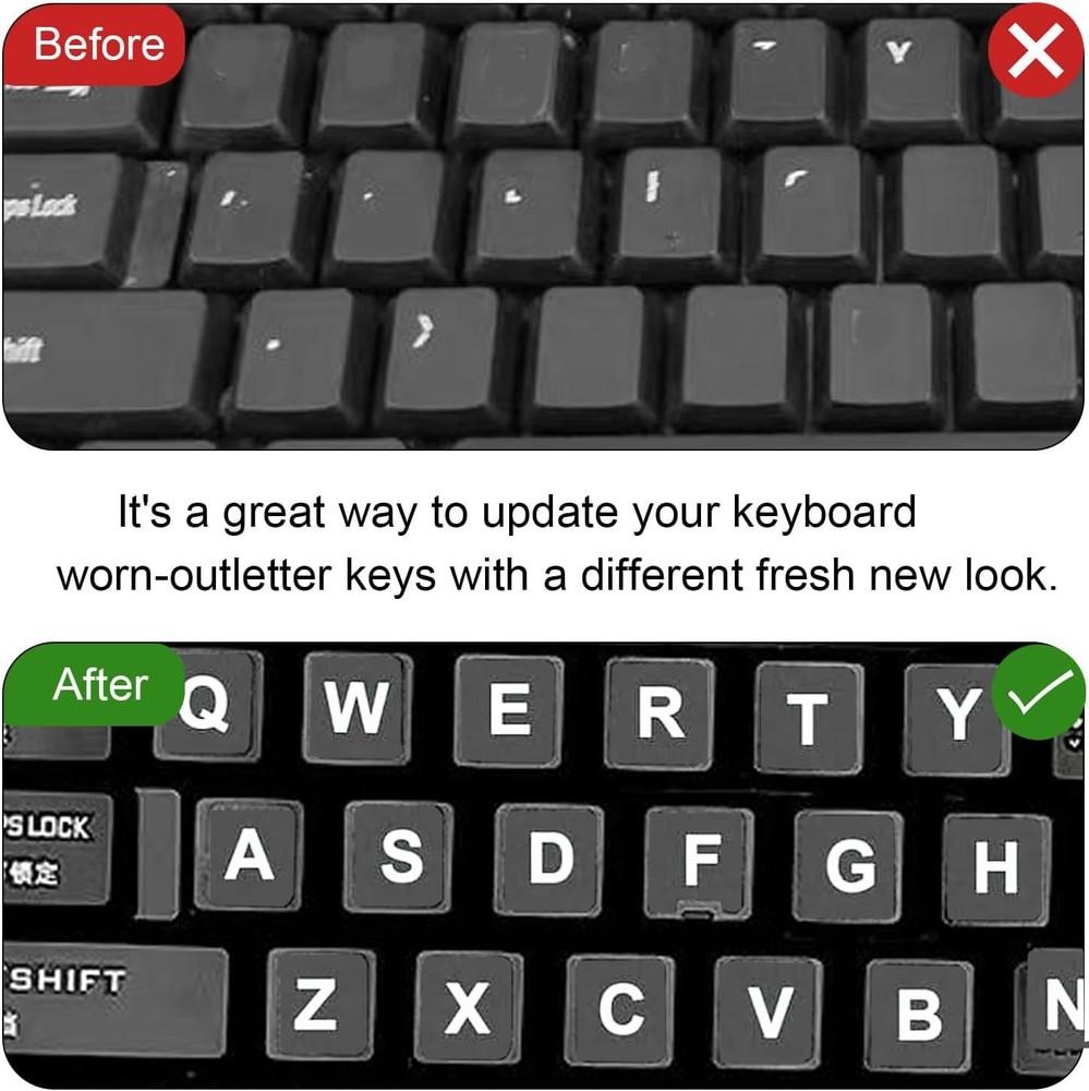 2 Pcs English Keyboard Stickers Universal Replacement for Laptop PC Computer