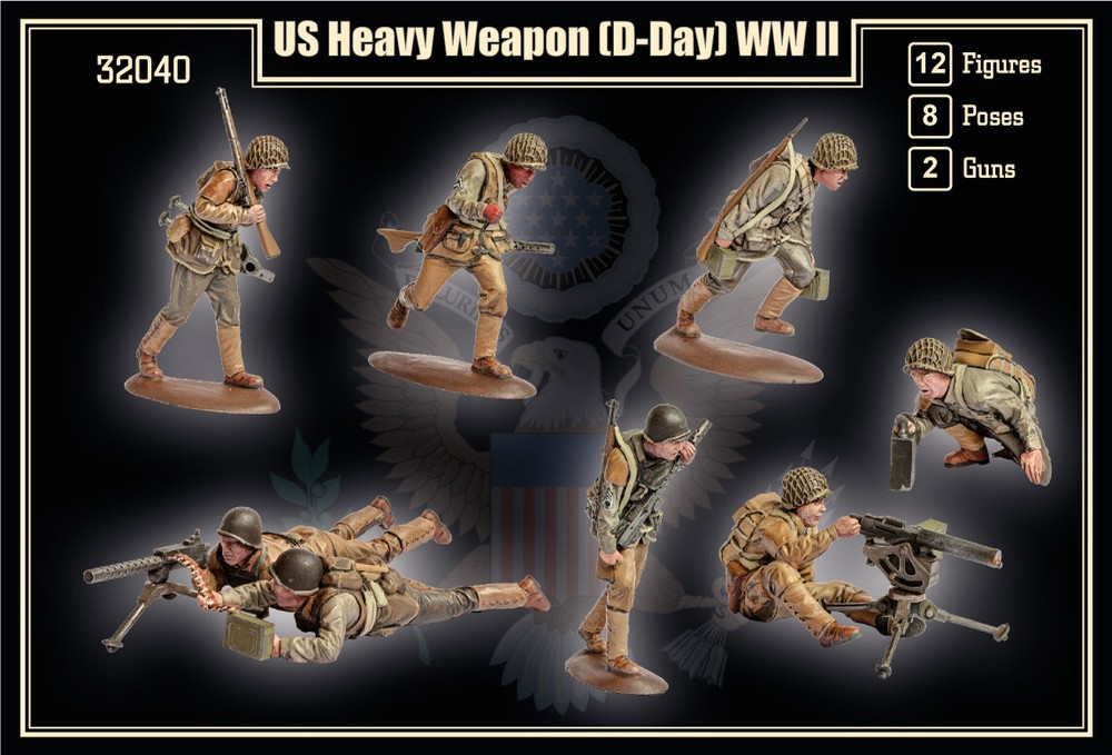 Mars Figures 32040 US Heavy Weapon (D-Day) WWII, 1:32 scale plastic model kit