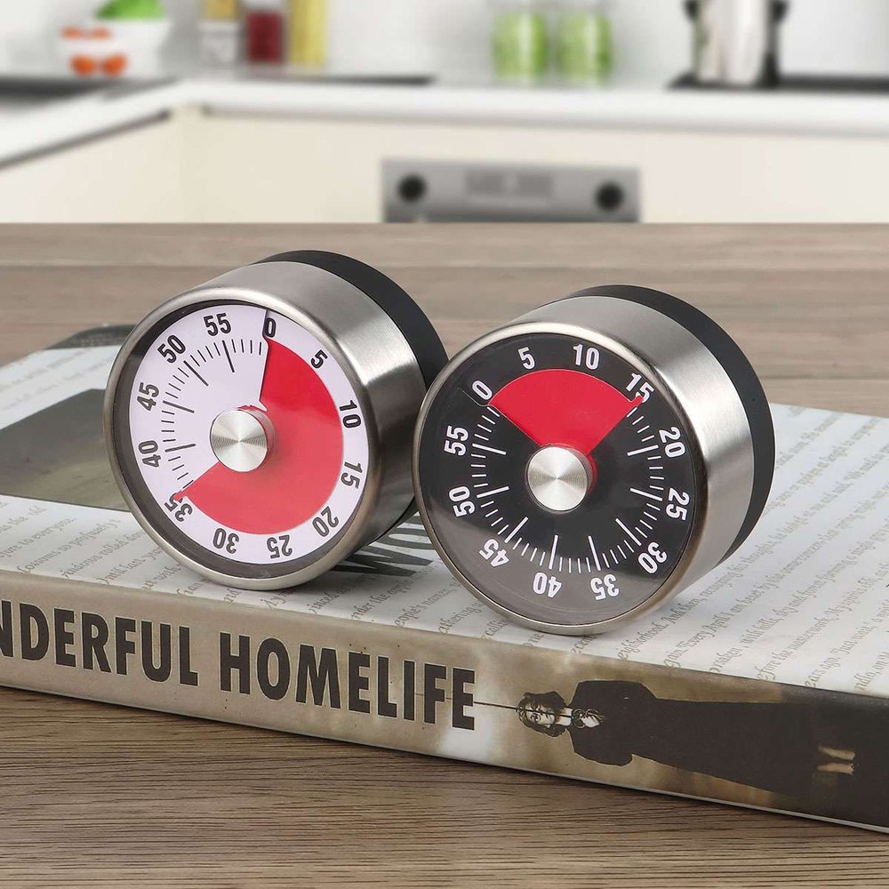 Mechanical Kitchen Timer 60min Countdown Cooking Reminder Visual Magnetic Alarm