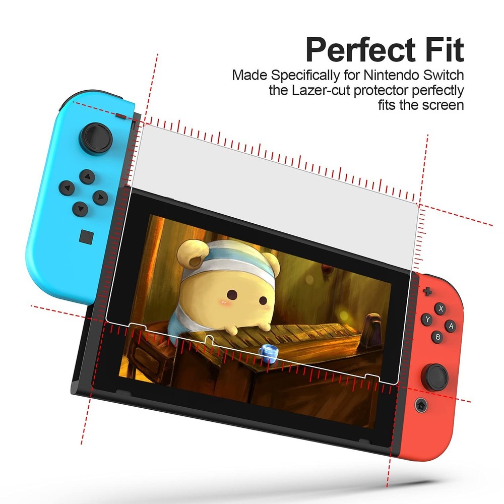 daydayup 3-Pack Tempered Glass Screen Protector for Nintendo Switch