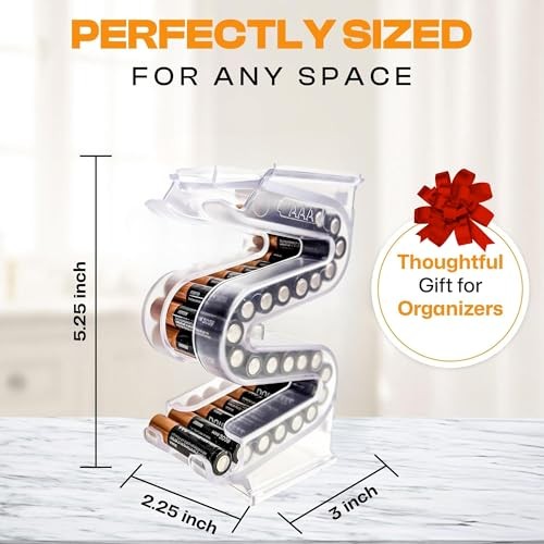 Battery Ladder Organizer Case for Batteries - Stackable or AA & AAA 2 - Pack