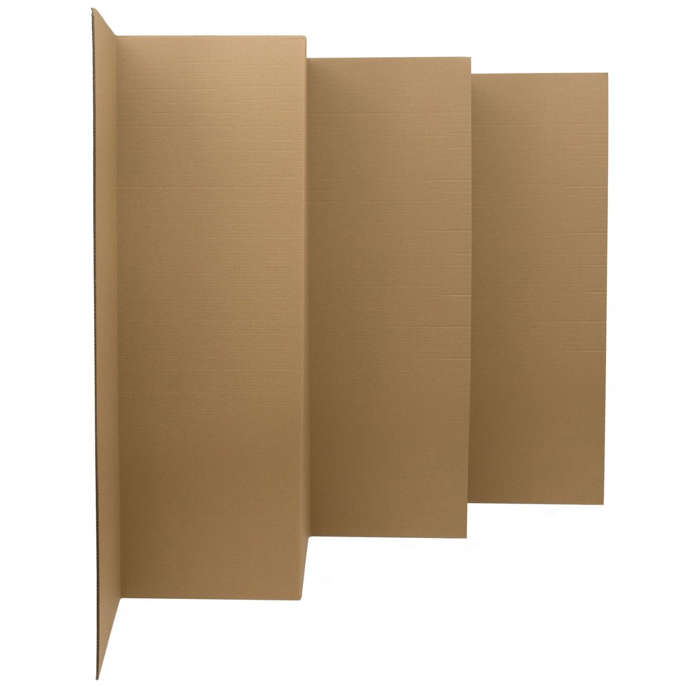 4 ft. Short Brown Temporary Cardboard Folding Screen - 6 Panels