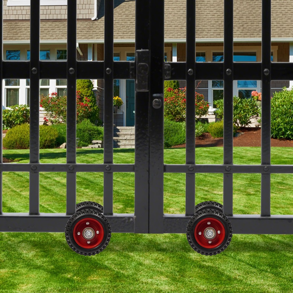 6'' Heavy-Duty Gate Rollers with Rubber Wheels - 2 Pack for Smooth Operation