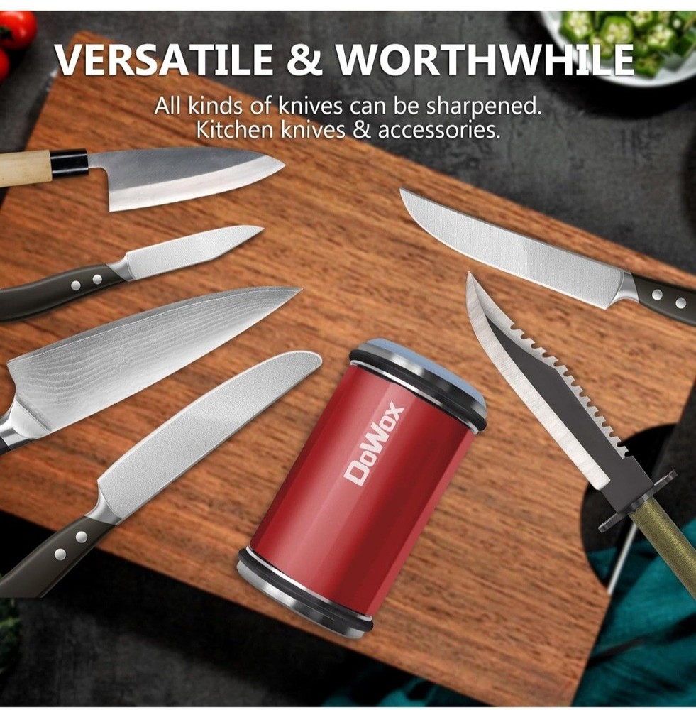 Longer Rolling Knife Sharpener with Leather Strop, Upgraded Rolling Knife...