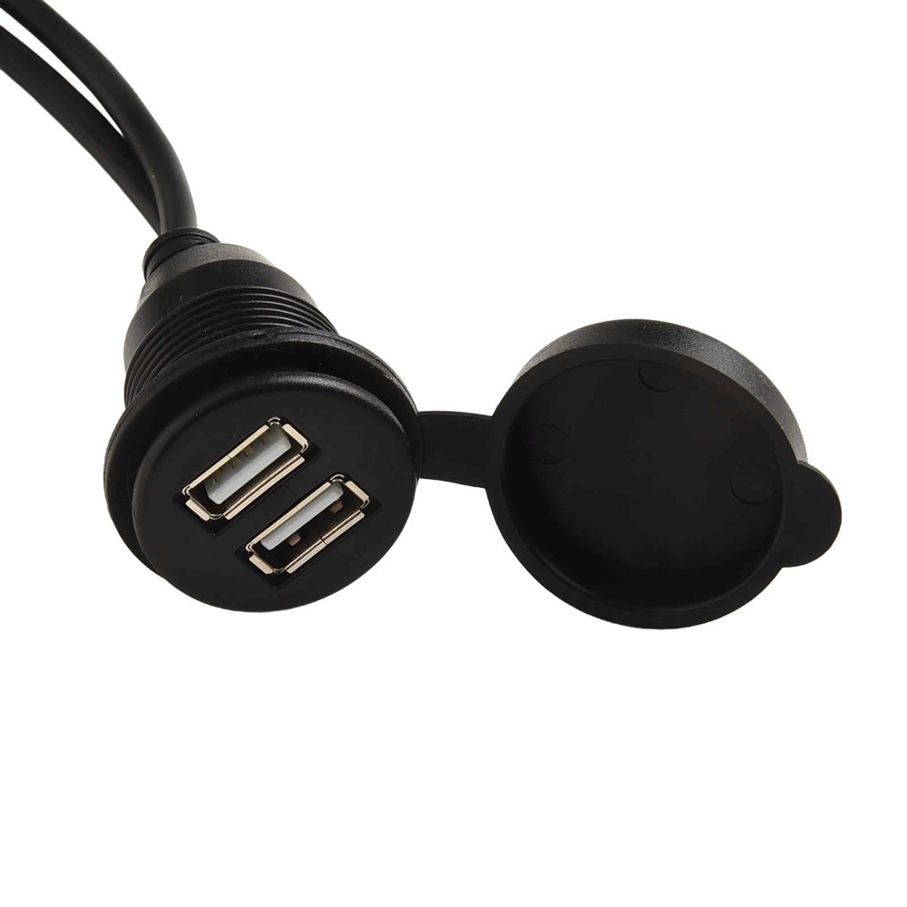 Convenient Flush Mount Car Dual USB Port Panel Adapter 145cm Cable Length