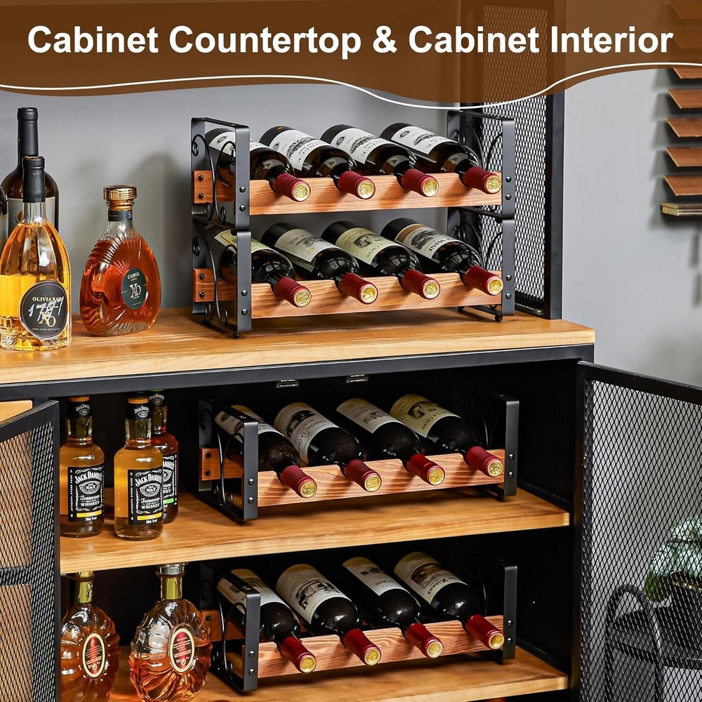 Innovative Stackable Wine Rack for 12 Bottles - Easy Assembly, Black Finish